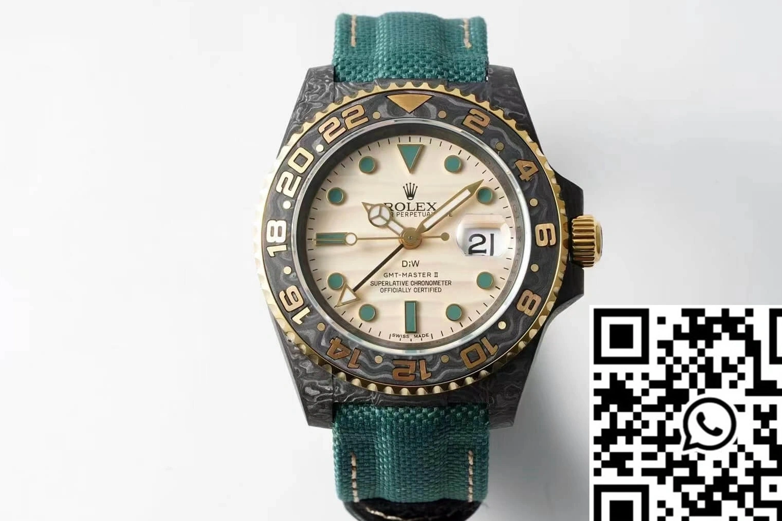 GMT-MASTER II Fabric Diw Rolex Fiber Case Strap Green Carbon 0507